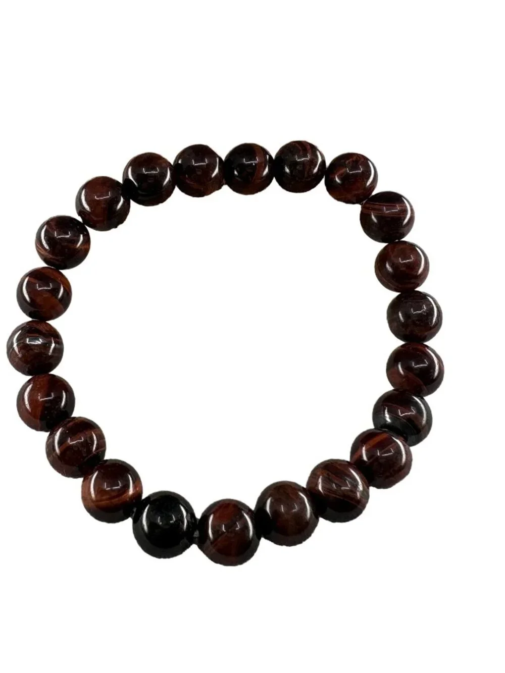 8mm Natural Red Tiger Eye Bead Bracelet Genuine Crystal Custom Size Chatoyant